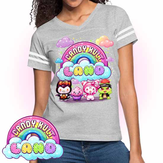 Wishbone, Frosti Boo & Panku - Candy Kult Land Women’s Vintage Sport T-Shirt - Candy Kult - Candy Cult - Candy Kult Land - Wishbone - Boo Kitty - Panku - Frosti - Toxic Kitten - Hex-Heart - Cult Candy - Cake High Heels - [product_vendor}