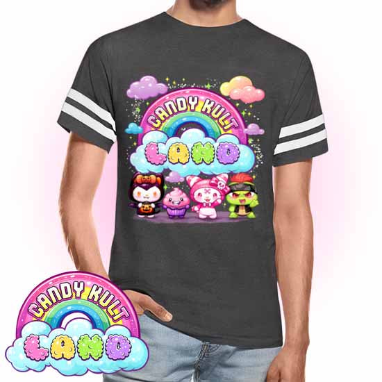 Wishbone, Frosti Boo & Panku - Candy Kult Land Men's / Unisex Vintage Sport T-Shirt - Candy Kult - Candy Cult - Candy Kult Land - Wishbone - Boo Kitty - Panku - Frosti - Toxic Kitten - Hex-Heart - Cult Candy - Cake High Heels - [product_vendor}