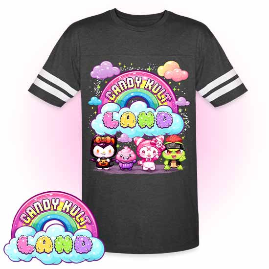 Wishbone, Frosti Boo & Panku - Candy Kult Land Men's / Unisex Vintage Sport T-Shirt - Candy Kult - Candy Cult - Candy Kult Land - Wishbone - Boo Kitty - Panku - Frosti - Toxic Kitten - Hex-Heart - Cult Candy - Cake High Heels - [product_vendor}
