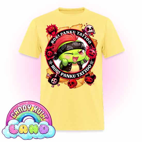 Hori Panku Tattoo - Candy Kult Land COLOUR Men's / Unisex Classic T-Shirt - Candy Kult - Candy Cult - Candy Kult Land - Wishbone - Boo Kitty - Panku - Frosti - Toxic Kitten - Hex-Heart - Cult Candy - Cake High Heels - [product_vendor}