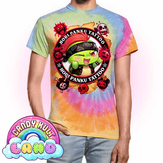 Hori Panku Tattoo - Candy Kult Land Unisex Tie Dye T-Shirt - Candy Kult - Candy Cult - Candy Kult Land - Wishbone - Boo Kitty - Panku - Frosti - Toxic Kitten - Hex-Heart - Cult Candy - Cake High Heels - [product_vendor}