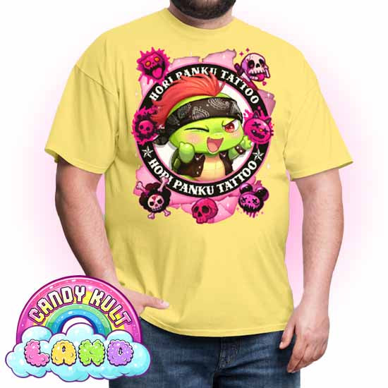 Hori Panku Tattoo Pink - Candy Kult Land COLOUR Men's / Unisex Classic T-Shirt - Candy Kult - Candy Cult - Candy Kult Land - Wishbone - Boo Kitty - Panku - Frosti - Toxic Kitten - Hex-Heart - Cult Candy - Cake High Heels - [product_vendor}