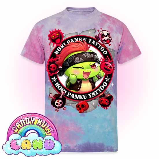 Hori Panku Tattoo Black - Candy Kult Land Unisex Tie Dye T-Shirt - Candy Kult - Candy Cult - Candy Kult Land - Wishbone - Boo Kitty - Panku - Frosti - Toxic Kitten - Hex-Heart - Cult Candy - Cake High Heels - [product_vendor}