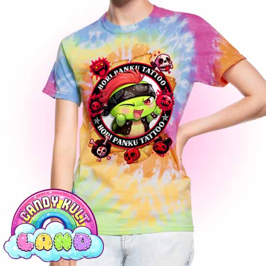 Hori Panku Tattoo - Candy Kult Land Unisex Tie Dye T-Shirt - Candy Kult - Candy Cult - Candy Kult Land - Wishbone - Boo Kitty - Panku - Frosti - Toxic Kitten - Hex-Heart - Cult Candy - Cake High Heels - [product_vendor}
