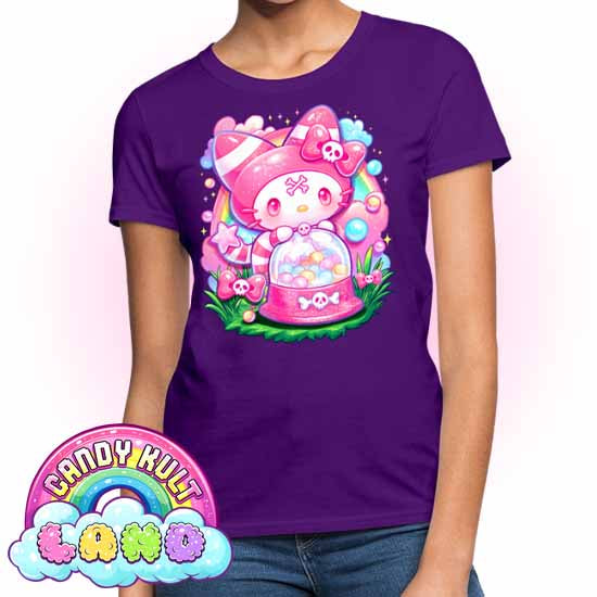 Wishbone Gumball Machine - Candy Kult Land Women's FITTED T-Shirt - Candy Kult - Candy Cult - Candy Kult Land - Wishbone - Boo Kitty - Panku - Frosti - Toxic Kitten - Hex-Heart - Cult Candy - Cake High Heels - [product_vendor}