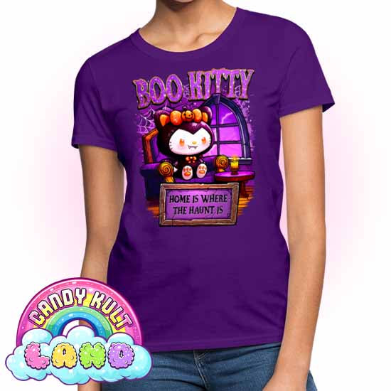 Home Is Where The Haunt Is Boo Kitty - Candy Kult land Women's FITTED T-Shirt - Candy Kult - Candy Cult - Candy Kult Land - Wishbone - Boo Kitty - Panku - Frosti - Toxic Kitten - Hex-Heart - Cult Candy - Cake High Heels - [product_vendor}
