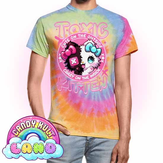 Crazy On The Inside Toxic Kitten - Candy Kult Land Unisex Tie Dye T-Shirt - Candy Kult - Candy Cult - Candy Kult Land - Wishbone - Boo Kitty - Panku - Frosti - Toxic Kitten - Hex-Heart - Cult Candy - Cake High Heels - [product_vendor}