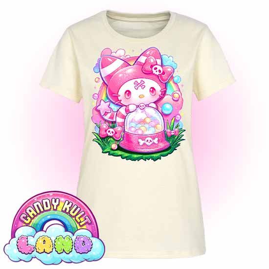 Wishbone Gumball Machine - Candy Kult Land Women's FITTED T-Shirt - Candy Kult - Candy Cult - Candy Kult Land - Wishbone - Boo Kitty - Panku - Frosti - Toxic Kitten - Hex-Heart - Cult Candy - Cake High Heels - [product_vendor}