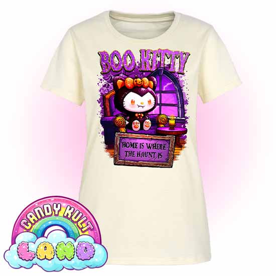 Home Is Where The Haunt Is Boo Kitty - Candy Kult land Women's FITTED T-Shirt - Candy Kult - Candy Cult - Candy Kult Land - Wishbone - Boo Kitty - Panku - Frosti - Toxic Kitten - Hex-Heart - Cult Candy - Cake High Heels - [product_vendor}