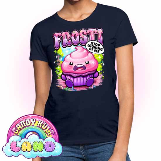 Frosti Stop Looking At Me - Candy Kult Land Women's FITTED T-Shirt - Candy Kult - Candy Cult - Candy Kult Land - Wishbone - Boo Kitty - Panku - Frosti - Toxic Kitten - Hex-Heart - Cult Candy - Cake High Heels - [product_vendor}