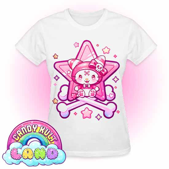 Wishbone Crossbones - Candy Kult land REGULAR FIT Ladies T-Shirt - Candy Kult - Candy Cult - Candy Kult Land - Wishbone - Boo Kitty - Panku - Frosti - Toxic Kitten - Hex-Heart - Cult Candy - Cake High Heels - [product_vendor}