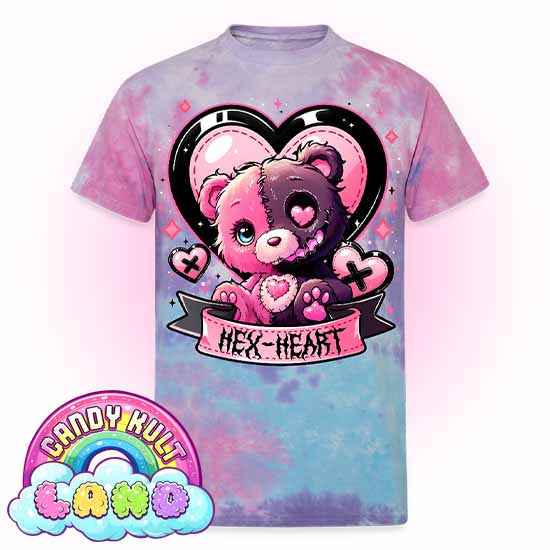 Hex-Heart - Candy Kult Land Unisex Tie Dye T-Shirt - Candy Kult - Candy Cult - Candy Kult Land - Wishbone - Boo Kitty - Panku - Frosti - Toxic Kitten - Hex-Heart - Cult Candy - Cake High Heels - [product_vendor}