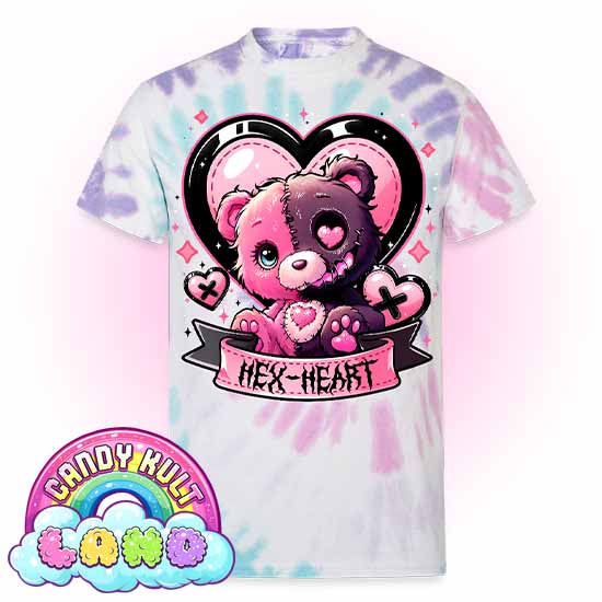 Hex-Heart - Candy Kult Land Unisex Tie Dye T-Shirt - Candy Kult - Candy Cult - Candy Kult Land - Wishbone - Boo Kitty - Panku - Frosti - Toxic Kitten - Hex-Heart - Cult Candy - Cake High Heels - [product_vendor}