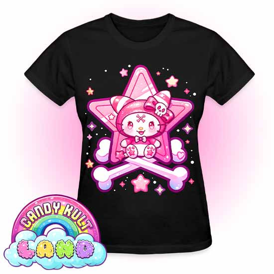 Wishbone Crossbones - Candy Kult land REGULAR FIT Ladies T-Shirt - Candy Kult - Candy Cult - Candy Kult Land - Wishbone - Boo Kitty - Panku - Frosti - Toxic Kitten - Hex-Heart - Cult Candy - Cake High Heels - [product_vendor}