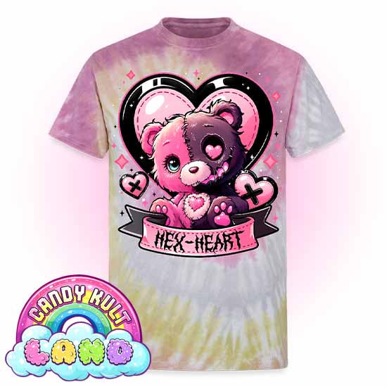 Hex-Heart - Candy Kult Land Unisex Tie Dye T-Shirt - Candy Kult - Candy Cult - Candy Kult Land - Wishbone - Boo Kitty - Panku - Frosti - Toxic Kitten - Hex-Heart - Cult Candy - Cake High Heels - [product_vendor}