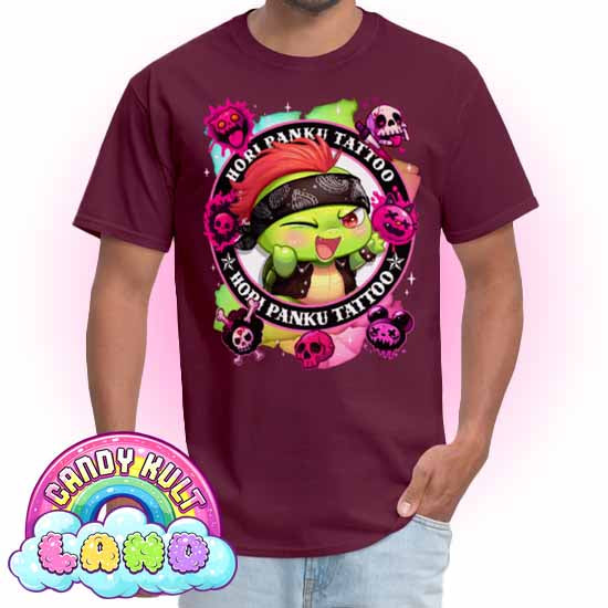 Hori Panku Tattoo Rainbow - Candy Kult Land COLOUR Men's / Unisex Classic T-Shirt - Candy Kult - Candy Cult - Candy Kult Land - Wishbone - Boo Kitty - Panku - Frosti - Toxic Kitten - Hex-Heart - Cult Candy - Cake High Heels - [product_vendor}