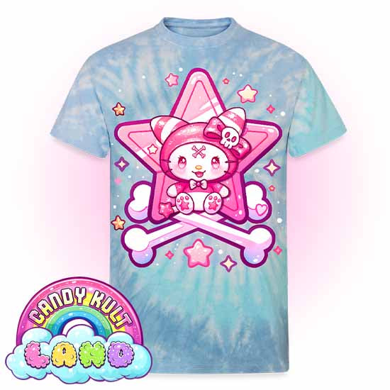 Wishbone Crossbones - Candy Kult Land Unisex Tie Dye T-Shirt - Candy Kult - Candy Cult - Candy Kult Land - Wishbone - Boo Kitty - Panku - Frosti - Toxic Kitten - Hex-Heart - Cult Candy - Cake High Heels - [product_vendor}