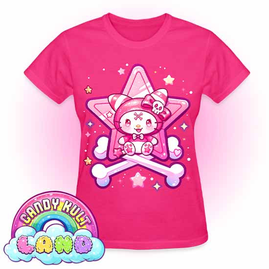 Wishbone Crossbones - Candy Kult land REGULAR FIT Ladies T-Shirt - Candy Kult - Candy Cult - Candy Kult Land - Wishbone - Boo Kitty - Panku - Frosti - Toxic Kitten - Hex-Heart - Cult Candy - Cake High Heels - [product_vendor}