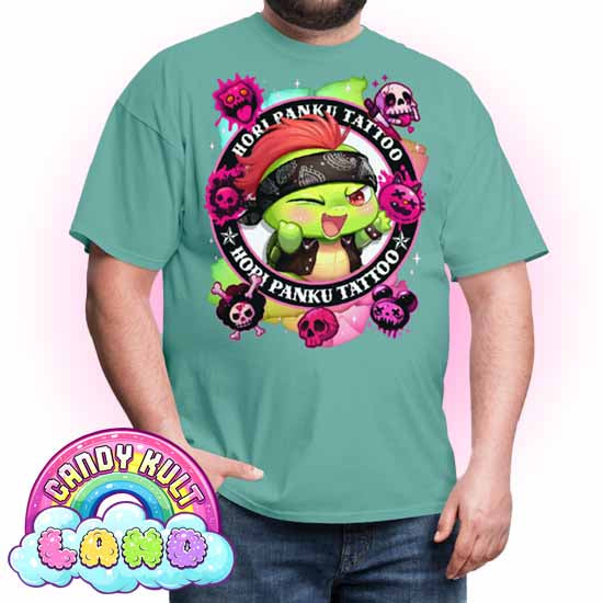 Hori Panku Tattoo Rainbow - Candy Kult Land COLOUR Men's / Unisex Classic T-Shirt - Candy Kult - Candy Cult - Candy Kult Land - Wishbone - Boo Kitty - Panku - Frosti - Toxic Kitten - Hex-Heart - Cult Candy - Cake High Heels - [product_vendor}