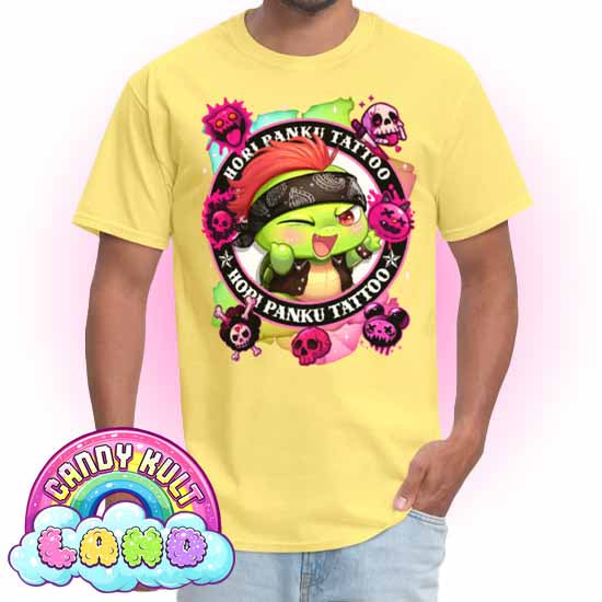Hori Panku Tattoo Rainbow - Candy Kult Land COLOUR Men's / Unisex Classic T-Shirt - Candy Kult - Candy Cult - Candy Kult Land - Wishbone - Boo Kitty - Panku - Frosti - Toxic Kitten - Hex-Heart - Cult Candy - Cake High Heels - [product_vendor}