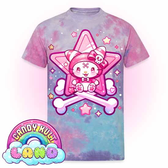 Wishbone Crossbones - Candy Kult Land Unisex Tie Dye T-Shirt - Candy Kult - Candy Cult - Candy Kult Land - Wishbone - Boo Kitty - Panku - Frosti - Toxic Kitten - Hex-Heart - Cult Candy - Cake High Heels - [product_vendor}
