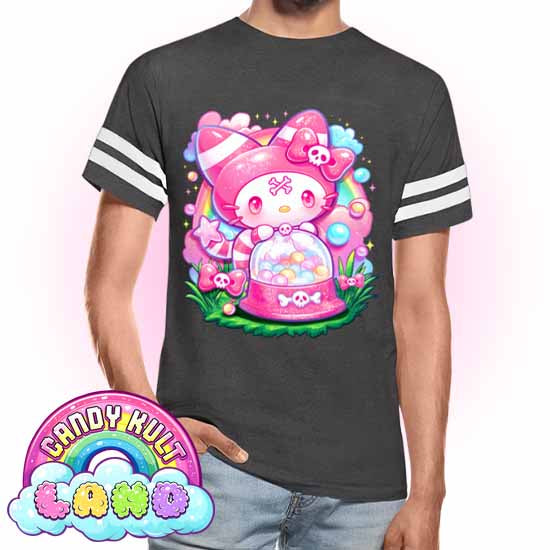 Wishbone Gumball Machine  - Candy Kult Land Men's / Unisex Vintage Sport T-Shirt - Candy Kult - Candy Cult - Candy Kult Land - Wishbone - Boo Kitty - Panku - Frosti - Toxic Kitten - Hex-Heart - Cult Candy - Cake High Heels - [product_vendor}