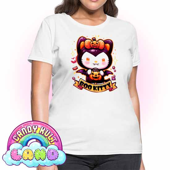 Boo Kitty - Candy Kult Land Women's FITTED T-Shirt - Candy Kult - Candy Cult - Candy Kult Land - Wishbone - Boo Kitty - Panku - Frosti - Toxic Kitten - Hex-Heart - Cult Candy - Cake High Heels - [product_vendor}