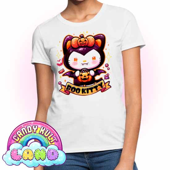 Boo Kitty - Candy Kult Land Women's FITTED T-Shirt - Candy Kult - Candy Cult - Candy Kult Land - Wishbone - Boo Kitty - Panku - Frosti - Toxic Kitten - Hex-Heart - Cult Candy - Cake High Heels - [product_vendor}
