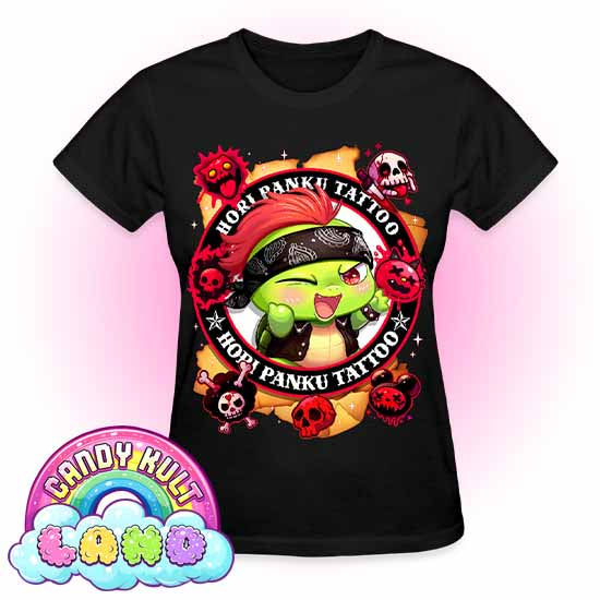 Hori Panku Tattoo  - Candy Kult land REGULAR FIT Ladies T-Shirt - Candy Kult - Candy Cult - Candy Kult Land - Wishbone - Boo Kitty - Panku - Frosti - Toxic Kitten - Hex-Heart - Cult Candy - Cake High Heels - [product_vendor}