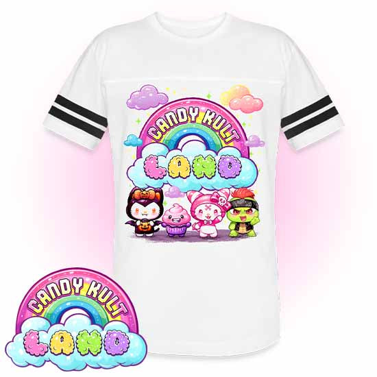 Wishbone, Frosti Boo & Panku - Candy Kult Land Men's / Unisex Vintage Sport T-Shirt - Candy Kult - Candy Cult - Candy Kult Land - Wishbone - Boo Kitty - Panku - Frosti - Toxic Kitten - Hex-Heart - Cult Candy - Cake High Heels - [product_vendor}