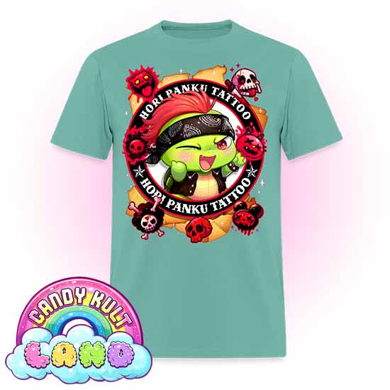 Hori Panku Tattoo - Candy Kult Land COLOUR Men's / Unisex Classic T-Shirt - Candy Kult - Candy Cult - Candy Kult Land - Wishbone - Boo Kitty - Panku - Frosti - Toxic Kitten - Hex-Heart - Cult Candy - Cake High Heels - [product_vendor}