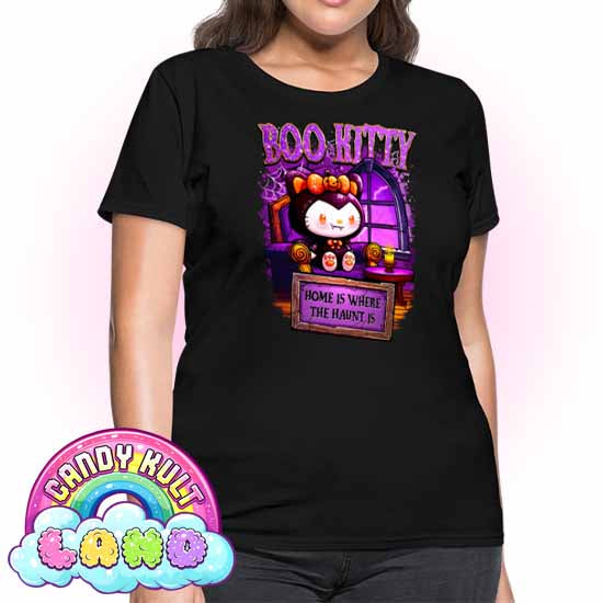 Home Is Where The Haunt Is Boo Kitty - Candy Kult land Women's FITTED T-Shirt - Candy Kult - Candy Cult - Candy Kult Land - Wishbone - Boo Kitty - Panku - Frosti - Toxic Kitten - Hex-Heart - Cult Candy - Cake High Heels - [product_vendor}