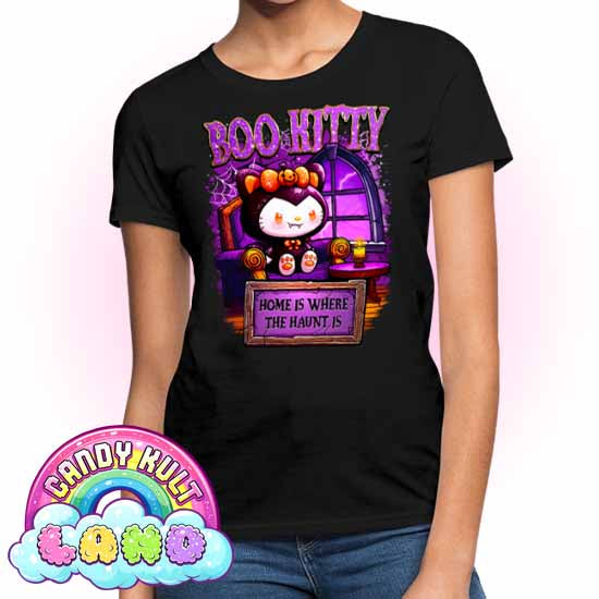 Home Is Where The Haunt Is Boo Kitty - Candy Kult land Women's FITTED T-Shirt - Candy Kult - Candy Cult - Candy Kult Land - Wishbone - Boo Kitty - Panku - Frosti - Toxic Kitten - Hex-Heart - Cult Candy - Cake High Heels - [product_vendor}