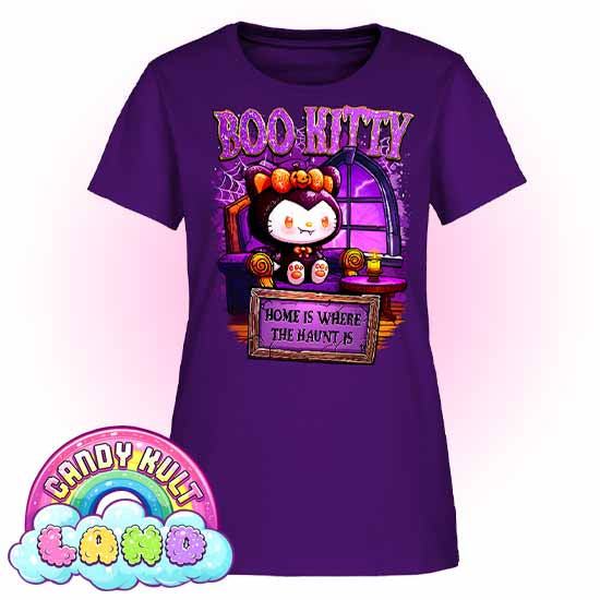 Home Is Where The Haunt Is Boo Kitty - Candy Kult land Women's FITTED T-Shirt - Candy Kult - Candy Cult - Candy Kult Land - Wishbone - Boo Kitty - Panku - Frosti - Toxic Kitten - Hex-Heart - Cult Candy - Cake High Heels - [product_vendor}