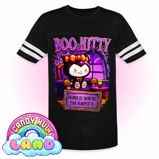 Home Is Where The Haunt Is Boo Kitty  - Candy Kult Land Men's / Unisex Vintage Sport T-Shirt - Candy Kult - Candy Cult - Candy Kult Land - Wishbone - Boo Kitty - Panku - Frosti - Toxic Kitten - Hex-Heart - Cult Candy - Cake High Heels - [product_vendor}