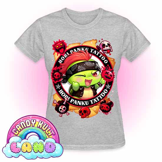 Hori Panku Tattoo  - Candy Kult land REGULAR FIT Ladies T-Shirt - Candy Kult - Candy Cult - Candy Kult Land - Wishbone - Boo Kitty - Panku - Frosti - Toxic Kitten - Hex-Heart - Cult Candy - Cake High Heels - [product_vendor}