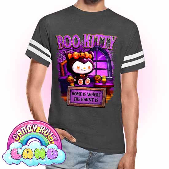Home Is Where The Haunt Is Boo Kitty  - Candy Kult Land Men's / Unisex Vintage Sport T-Shirt - Candy Kult - Candy Cult - Candy Kult Land - Wishbone - Boo Kitty - Panku - Frosti - Toxic Kitten - Hex-Heart - Cult Candy - Cake High Heels - [product_vendor}