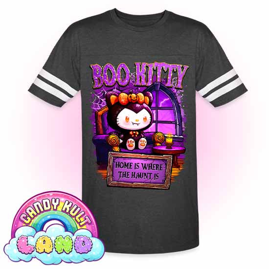 Home Is Where The Haunt Is Boo Kitty  - Candy Kult Land Men's / Unisex Vintage Sport T-Shirt - Candy Kult - Candy Cult - Candy Kult Land - Wishbone - Boo Kitty - Panku - Frosti - Toxic Kitten - Hex-Heart - Cult Candy - Cake High Heels - [product_vendor}