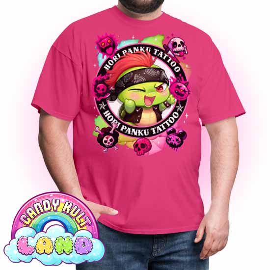 Hori Panku Tattoo Rainbow - Candy Kult Land COLOUR Men's / Unisex Classic T-Shirt - Candy Kult - Candy Cult - Candy Kult Land - Wishbone - Boo Kitty - Panku - Frosti - Toxic Kitten - Hex-Heart - Cult Candy - Cake High Heels - [product_vendor}