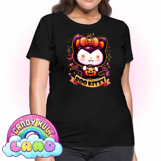 Boo Kitty - Candy Kult Land Women's FITTED T-Shirt - Candy Kult - Candy Cult - Candy Kult Land - Wishbone - Boo Kitty - Panku - Frosti - Toxic Kitten - Hex-Heart - Cult Candy - Cake High Heels - [product_vendor}