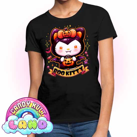 Boo Kitty - Candy Kult Land Women's FITTED T-Shirt - Candy Kult - Candy Cult - Candy Kult Land - Wishbone - Boo Kitty - Panku - Frosti - Toxic Kitten - Hex-Heart - Cult Candy - Cake High Heels - [product_vendor}
