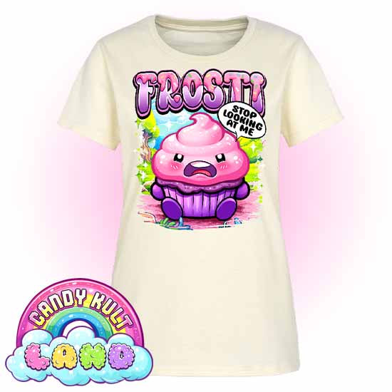Frosti Stop Looking At Me - Candy Kult Land Women's FITTED T-Shirt - Candy Kult - Candy Cult - Candy Kult Land - Wishbone - Boo Kitty - Panku - Frosti - Toxic Kitten - Hex-Heart - Cult Candy - Cake High Heels - [product_vendor}