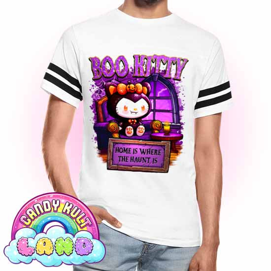 Home Is Where The Haunt Is Boo Kitty  - Candy Kult Land Men's / Unisex Vintage Sport T-Shirt - Candy Kult - Candy Cult - Candy Kult Land - Wishbone - Boo Kitty - Panku - Frosti - Toxic Kitten - Hex-Heart - Cult Candy - Cake High Heels - [product_vendor}