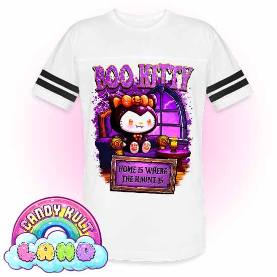 Home Is Where The Haunt Is Boo Kitty  - Candy Kult Land Men's / Unisex Vintage Sport T-Shirt - Candy Kult - Candy Cult - Candy Kult Land - Wishbone - Boo Kitty - Panku - Frosti - Toxic Kitten - Hex-Heart - Cult Candy - Cake High Heels - [product_vendor}