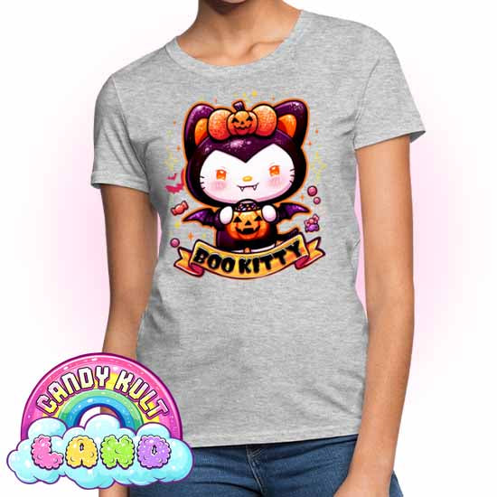 Boo Kitty - Candy Kult Land Women's FITTED T-Shirt - Candy Kult - Candy Cult - Candy Kult Land - Wishbone - Boo Kitty - Panku - Frosti - Toxic Kitten - Hex-Heart - Cult Candy - Cake High Heels - [product_vendor}
