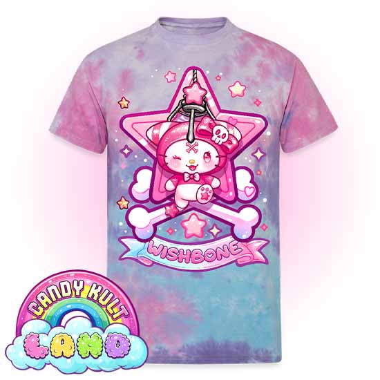 Wishbone Claw Machine Logo  - Candy Kult Land Unisex Tie Dye T-Shirt - Candy Kult - Candy Cult - Candy Kult Land - Wishbone - Boo Kitty - Panku - Frosti - Toxic Kitten - Hex-Heart - Cult Candy - Cake High Heels - [product_vendor}