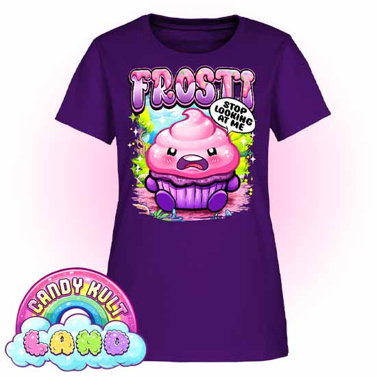 Frosti Stop Looking At Me - Candy Kult Land Women's FITTED T-Shirt - Candy Kult - Candy Cult - Candy Kult Land - Wishbone - Boo Kitty - Panku - Frosti - Toxic Kitten - Hex-Heart - Cult Candy - Cake High Heels - [product_vendor}