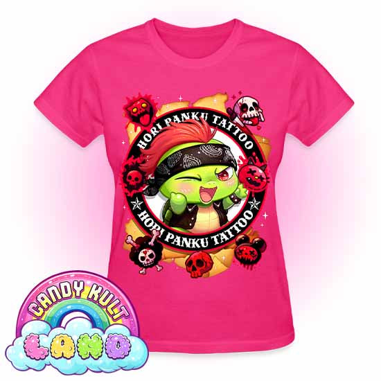 Hori Panku Tattoo  - Candy Kult land REGULAR FIT Ladies T-Shirt - Candy Kult - Candy Cult - Candy Kult Land - Wishbone - Boo Kitty - Panku - Frosti - Toxic Kitten - Hex-Heart - Cult Candy - Cake High Heels - [product_vendor}