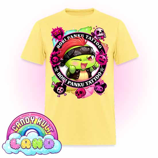 Hori Panku Tattoo Rainbow - Candy Kult Land COLOUR Men's / Unisex Classic T-Shirt - Candy Kult - Candy Cult - Candy Kult Land - Wishbone - Boo Kitty - Panku - Frosti - Toxic Kitten - Hex-Heart - Cult Candy - Cake High Heels - [product_vendor}