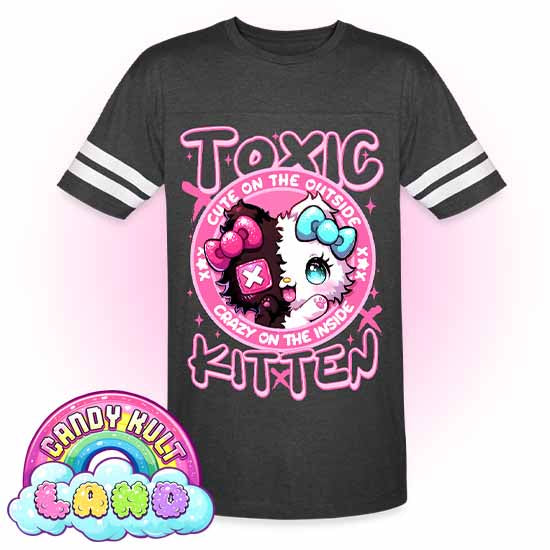 Crazy On The Inside Toxic Kitten  - Candy Kult Land Men's / Unisex Vintage Sport T-Shirt - Candy Kult - Candy Cult - Candy Kult Land - Wishbone - Boo Kitty - Panku - Frosti - Toxic Kitten - Hex-Heart - Cult Candy - Cake High Heels - [product_vendor}